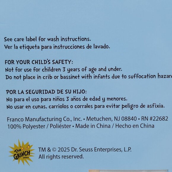 Dr. Seuss The Grinch Plush Blanket Queen 90" X 90" Christmas Holiday Gifts - Picture 5 of 10
